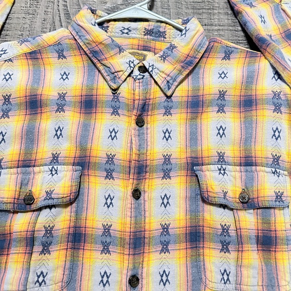 The Foundry Supply Co. Yellow and Blue Checkered Shirt - Picture 5 of 11
